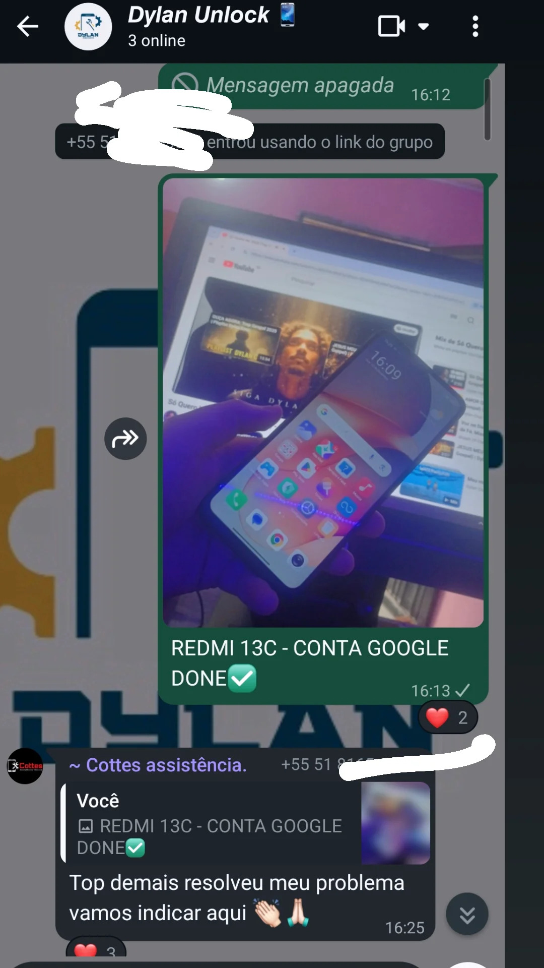Print de conversa no WhatsApp - Diego Ferreira