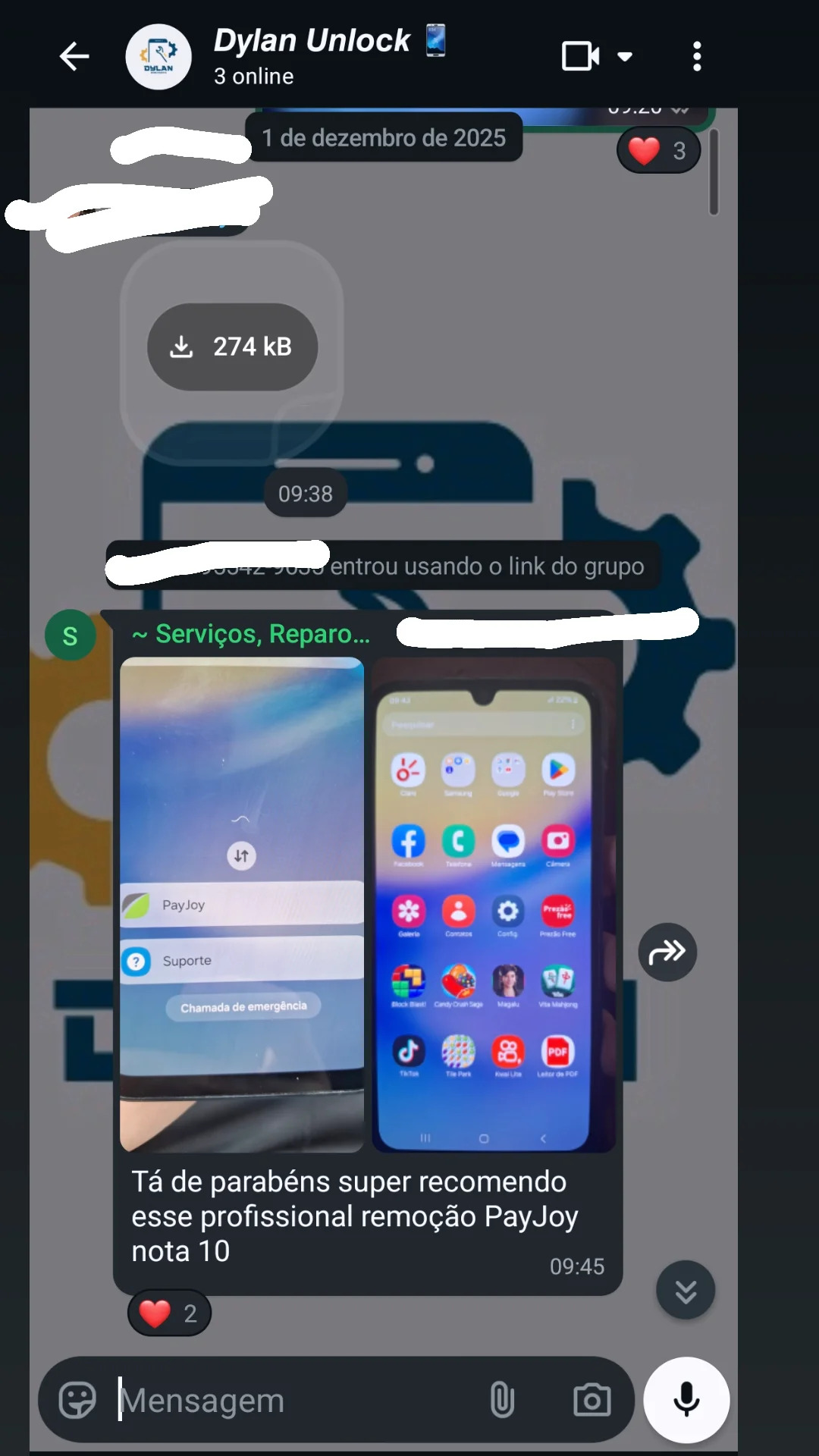 Print de conversa no WhatsApp - Patrícia Souza
